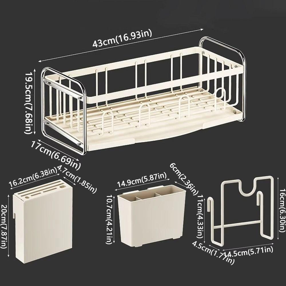 Carbon Steel Dish Rack Holder Rustproof Multifunctional Kitchen Sink Rack Portable Convenient Drain Drain Tray Household