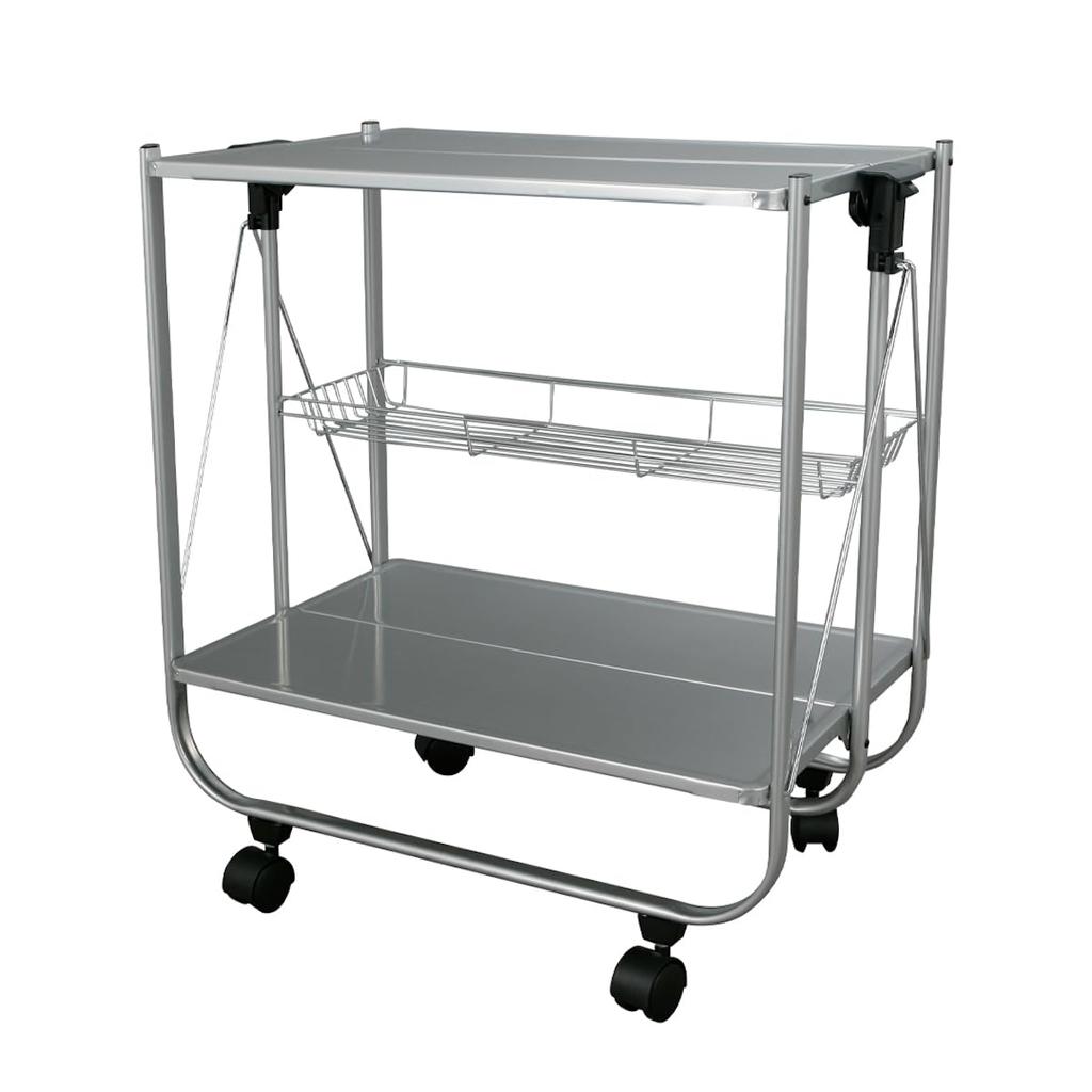 Dulton Folding Silver A trolley that is a kind of longing and a dream Storage shelf Rack Tool wagon Assembled Height 690mm Width 690mm Depth 405mm