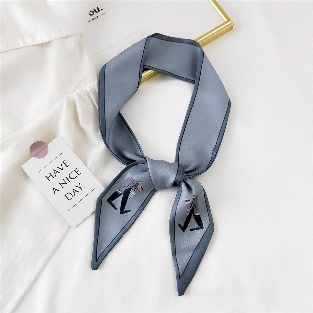 Decorative Simple Texture Silk Scarf Women'S New Style Spring And Autumn Summer Fashion Versatile Headscarf Work Scarf