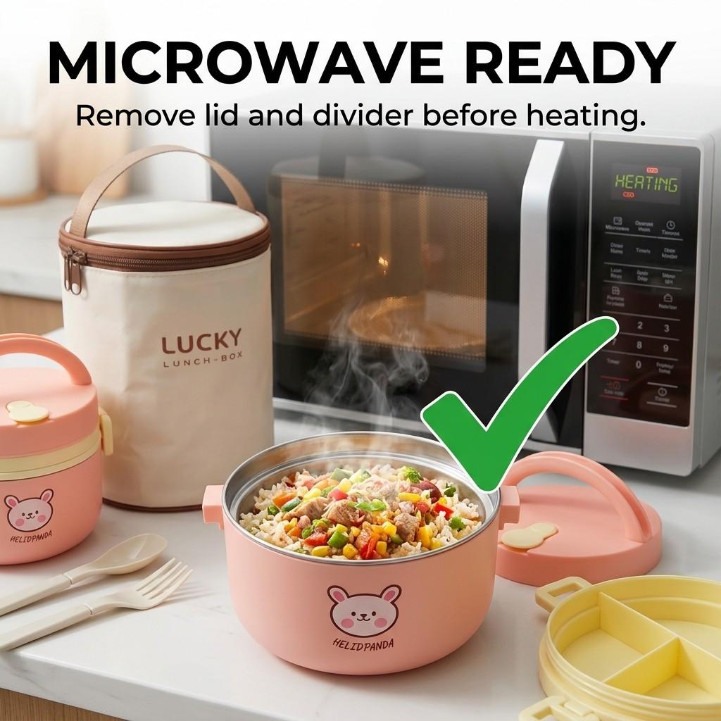 Microwave Safe 304 Stainless Steel Bento Box Thermal Lunch Box Portable Leakproof Insulated Kids Food Container Stackable