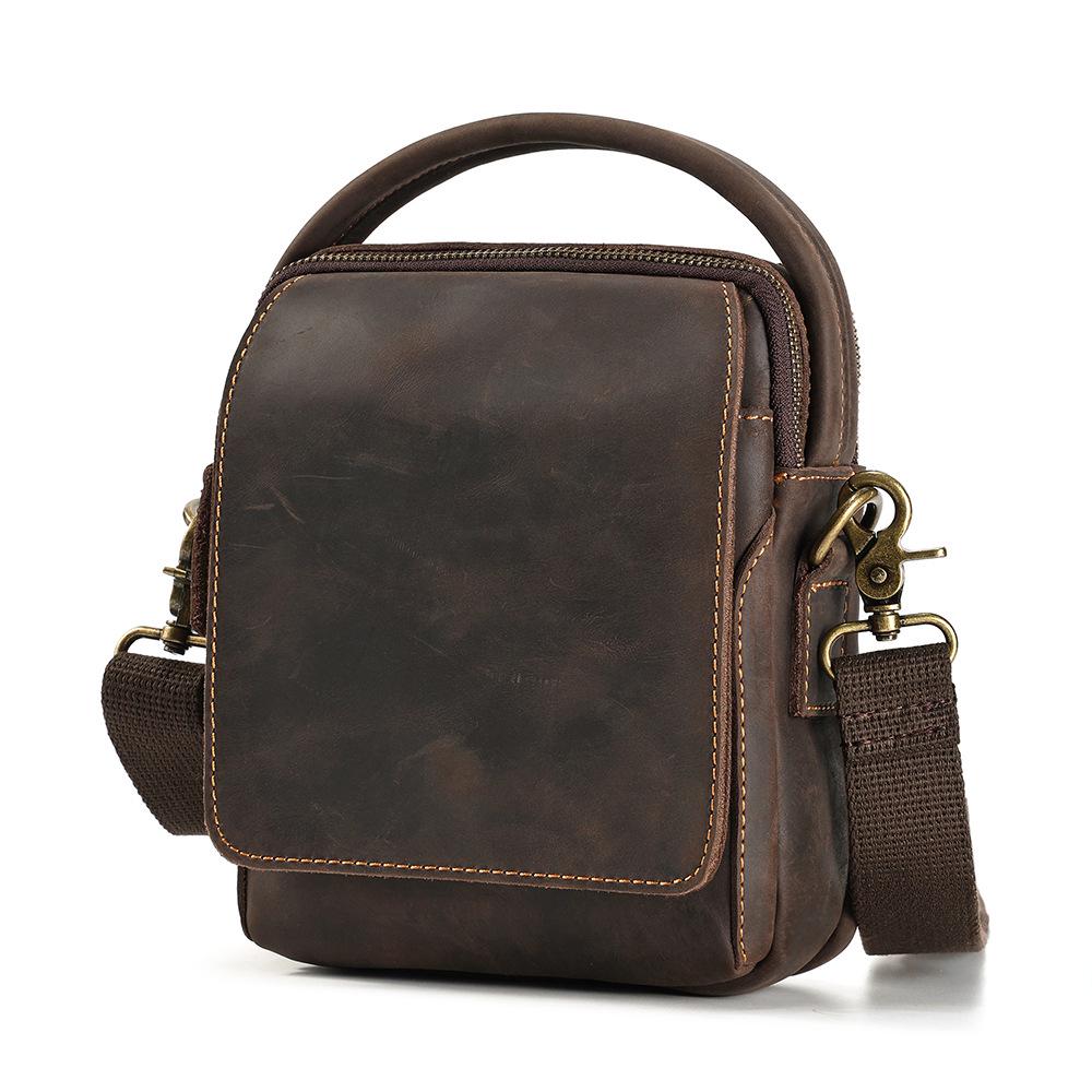 Dujiang Men's Genuine Leather Retro Crossbody Bag - Large Capacity Casual Shoulder Bag