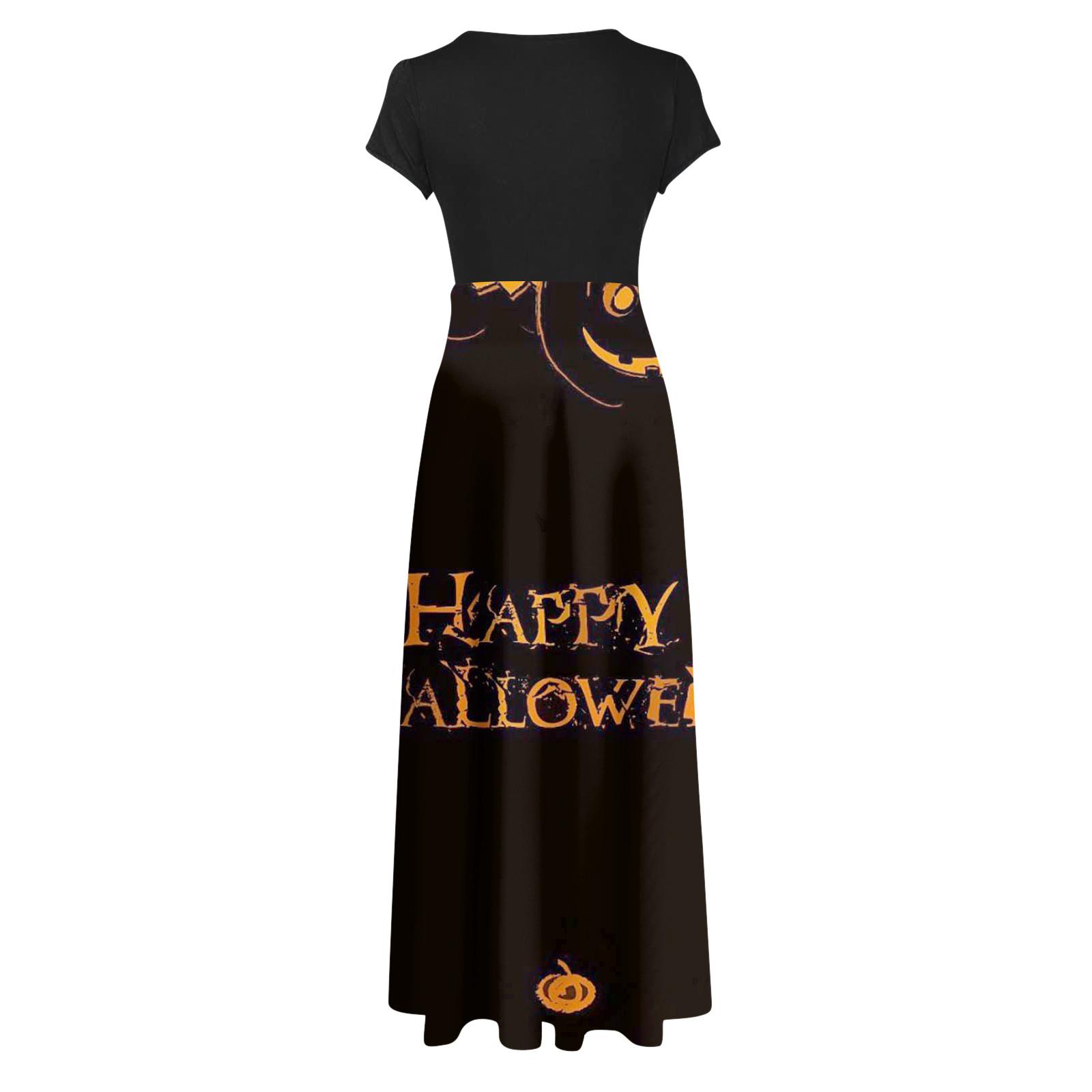 Модное женское повседневное платье с круглым вырезом и короткими рукавами с принтом — фото 5