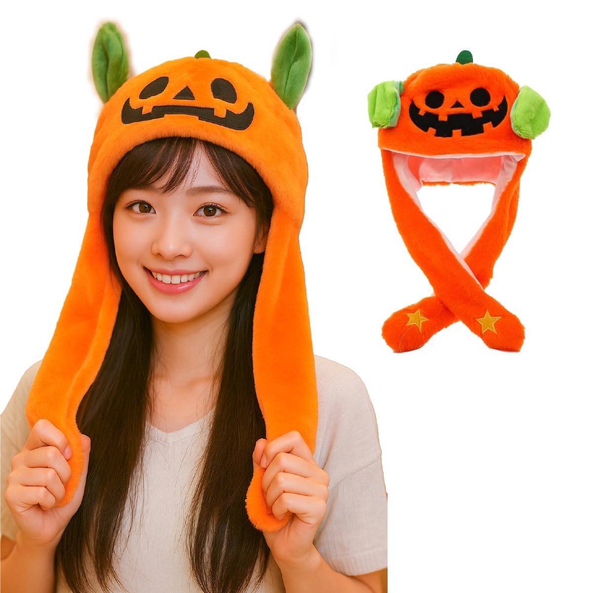 

Хэллоуин Головной убор Шляпа тыквы для забавного костюма для косплея с двигающимися ушами [TSUKUMIRU] Детский, (тыква)