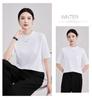 High-End Women's Ribbed Crew Neck Mid-Sleeve T-Shirt