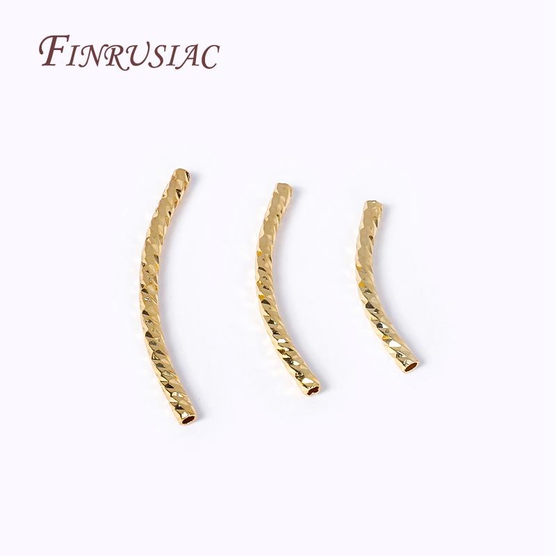 18K Gold Plated Texture Tube Beads For DIY Bracelet Necklace Jewelry Making Supplies Accessory 20/25/30MM Long Curved Tube Beads