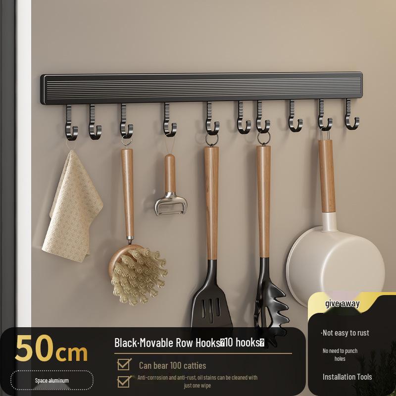 Multi-Functional Wall-Mounted Kitchen Hook Rack for Utensil Storage
