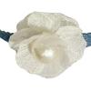 Collier Choker Fleur en Tissu Denim pour Femmes Chaîne à Maillons Bijoux de Cou Clavicule