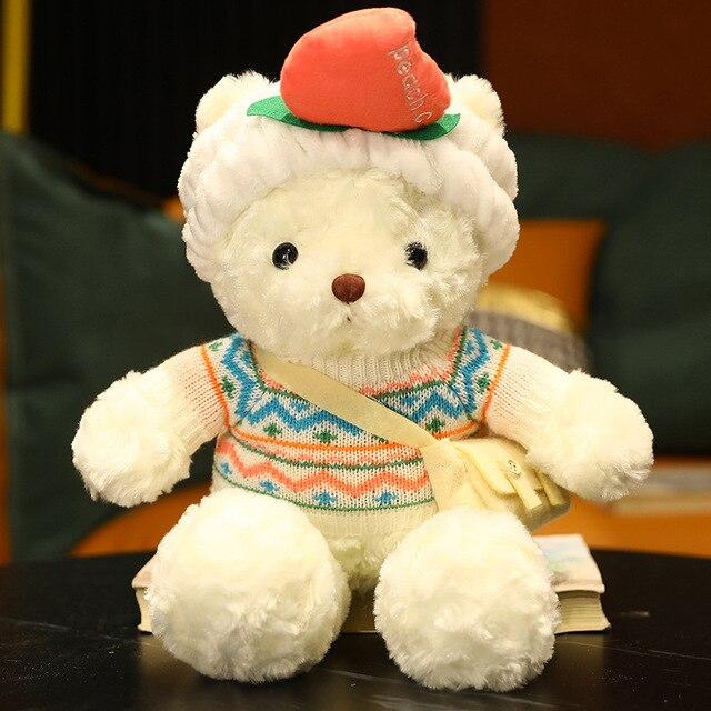 Мягкий плюшевый мишка Kawaii, плюшевые игрушки, милый медведь с одеждой и шляпой, куклы, прекрасный подарок, подушка для девочек, пара