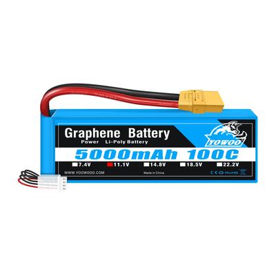 Yowoo Graphene LiPo Battery, 11.1V 3S 5000mAh 100C with XT90 Connector, for RC Planes, DJI F450 Quadcopter, Airplanes, Helicopters, Traxxas, 18 Scale
