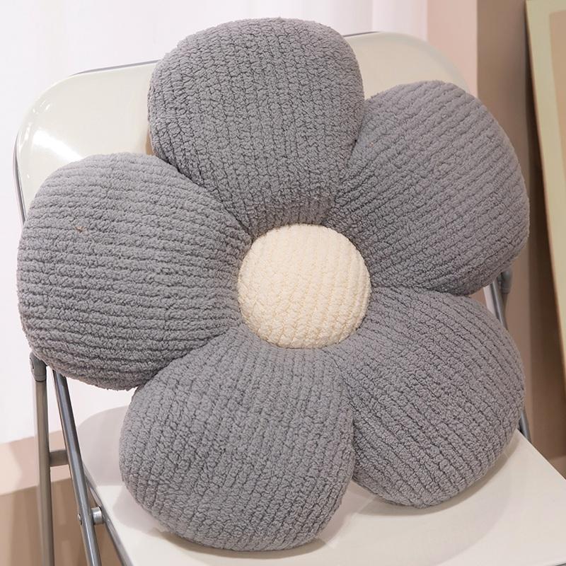 40x40cm Gestreept Pluche Bloem Plant Kussen Gevuld 5-Bladig Zitkussen Pluche Speeltje Bank Stoel Binnen Decoratie Cadeau 40x40cm gray