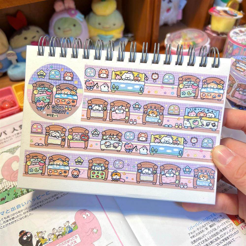 Washi Tape Stickers, Cute Small Class Good Night Design, 1 Roll Set, Washi Material, Campus & Home Scene Decoration,