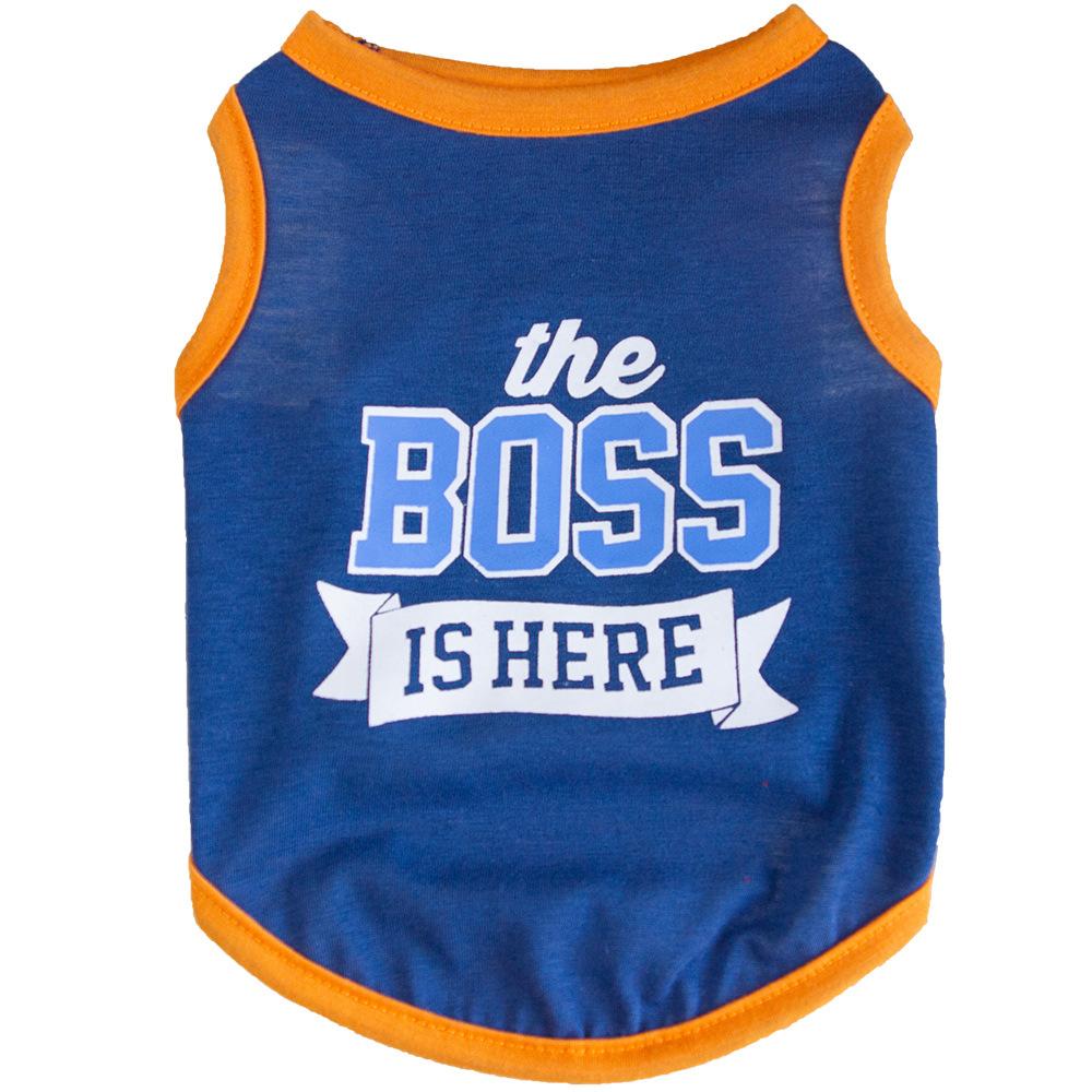 

Cotton Pet Clothes - BOSS Printed Dog/Cat Tank Top Comfortable & High - Quality Spring/Summer Pet Apparel XL синій