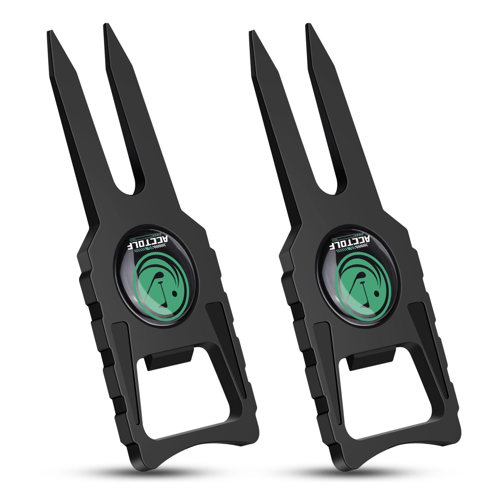 

2pcs Golf Divot Repair Tool Bottle Opener Pitch Mark Fork Golf Pitchfork Hot Sale Golf Accessories Putting Fork Golf Training
