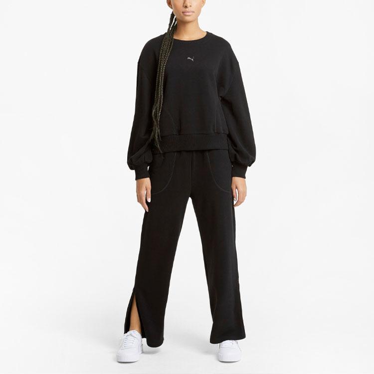 Puma Pulover Sweatshirt cu Mâneci Lanternă în Culoare Solidă cu Gât Rotund Femei Sweatshirt Negru 845597-01