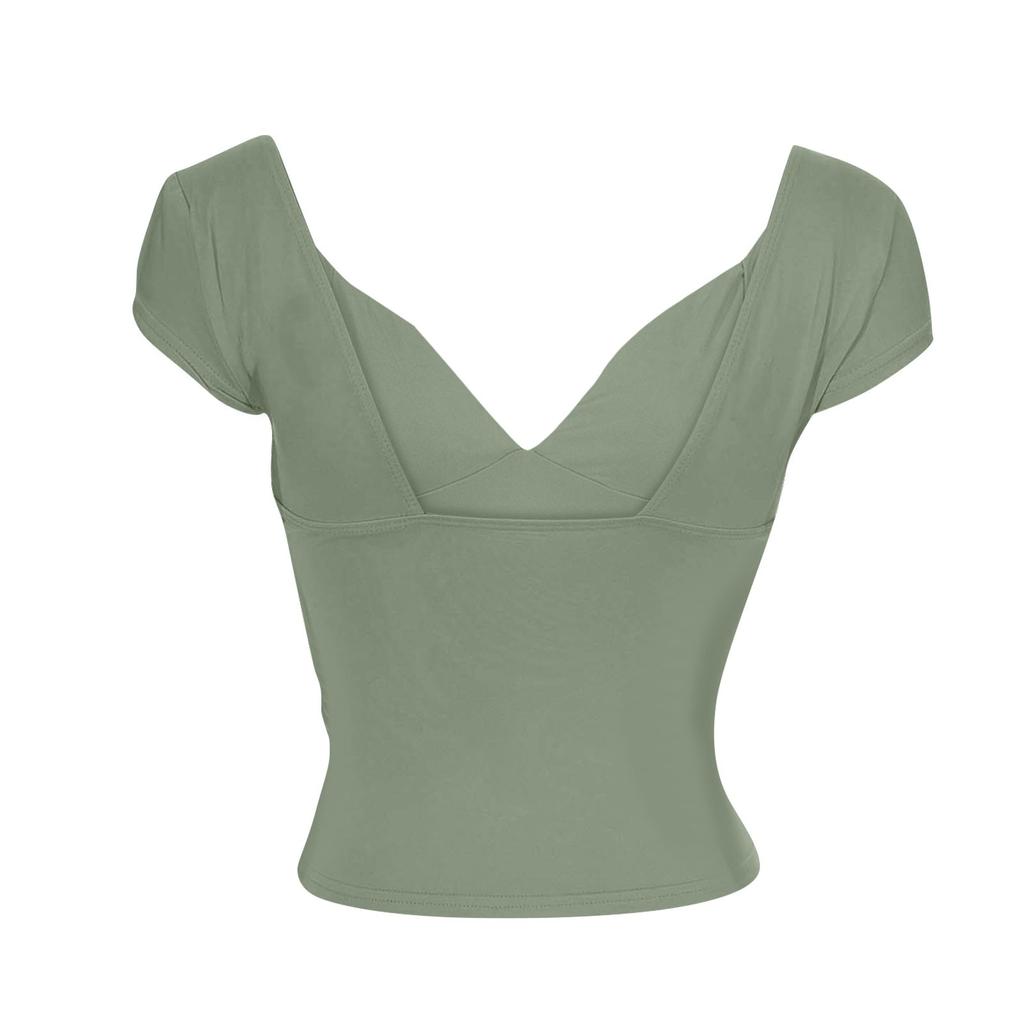 Dámské sexy tenké triko s hlubokým výstřihem do V a s krátkým rukávem