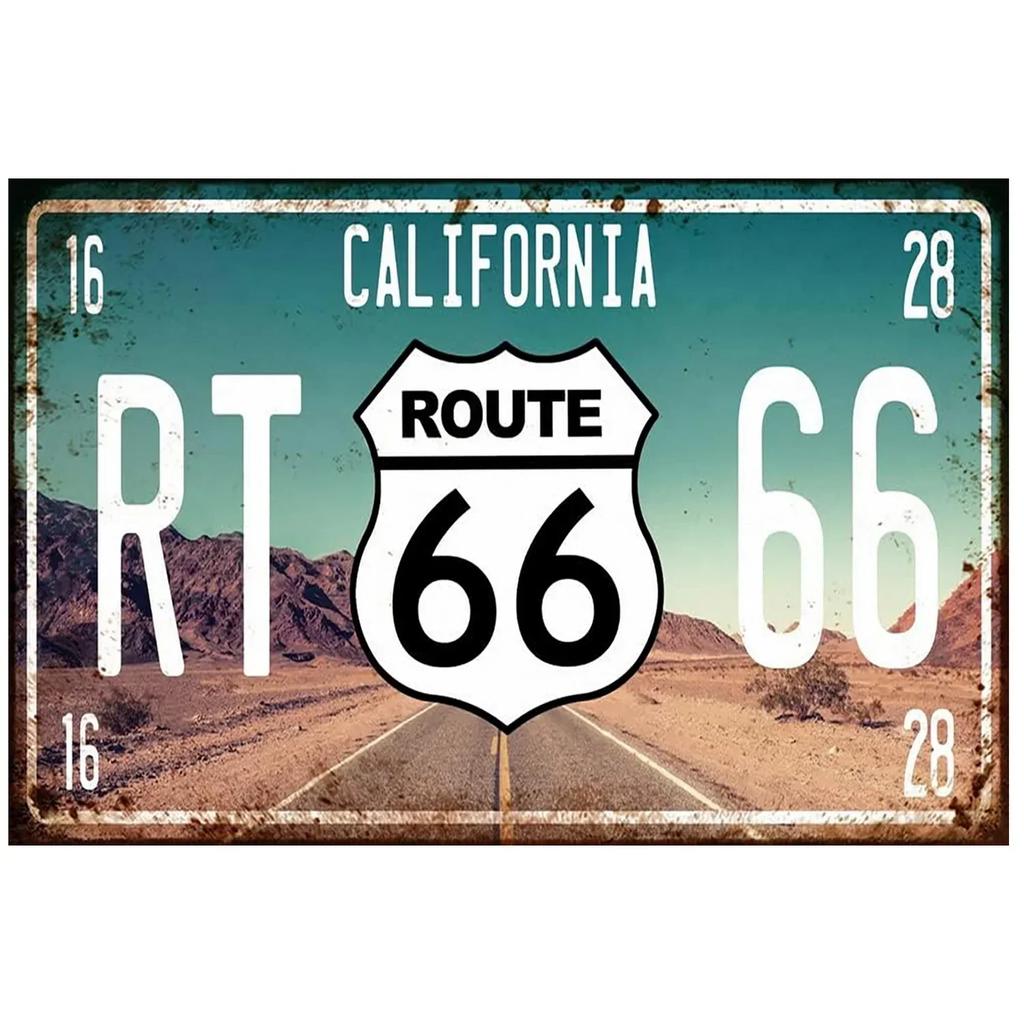 Vintage USA Route Metal Tin Signs Wall Art Posters Aluminum Plaque Sign for Garage Cafe Living Room Club Bar Decoration