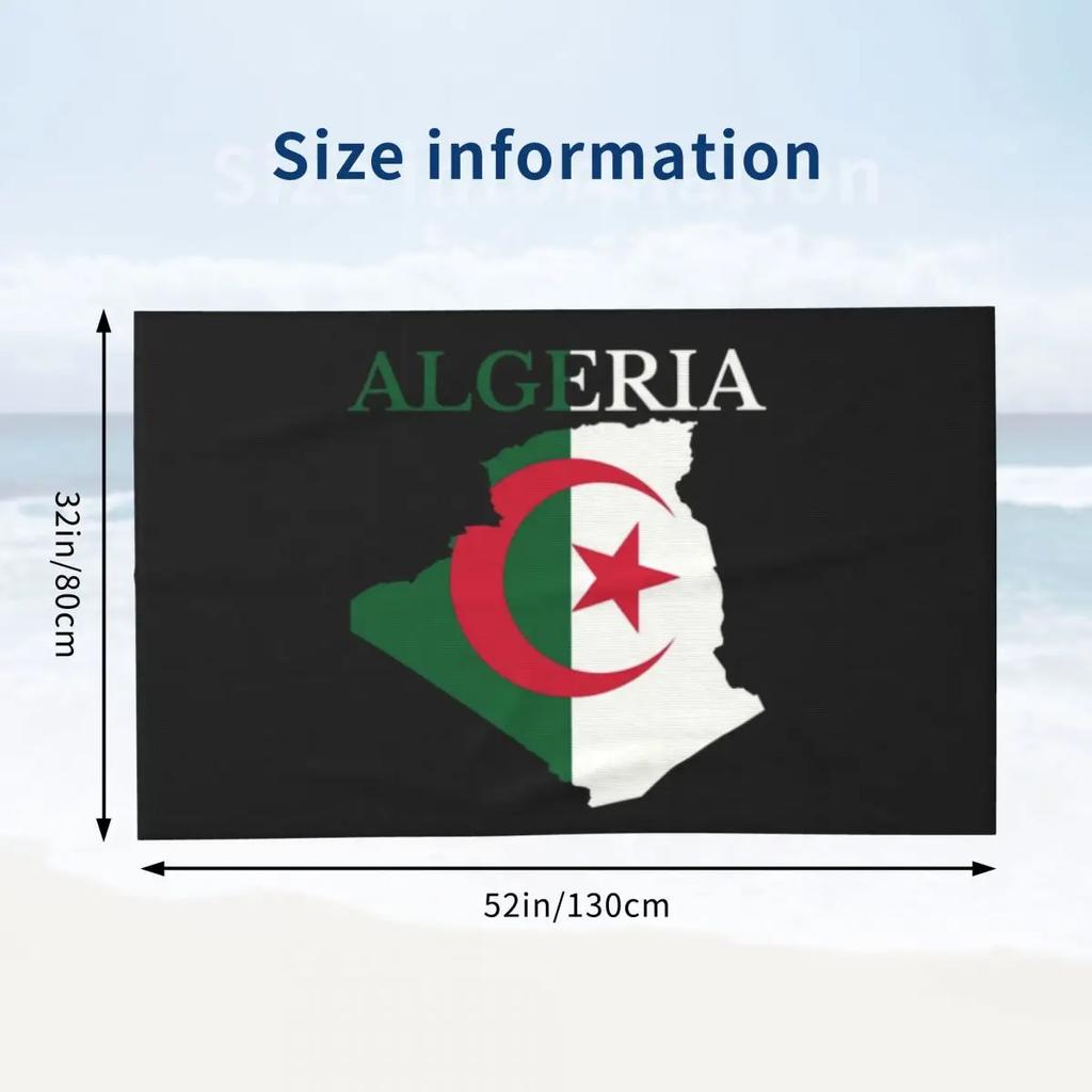 Algerien Flagge Karte Strandtuch Algerisches Herz Atmungsaktive Mikrofaser Badezimmerhandtücher