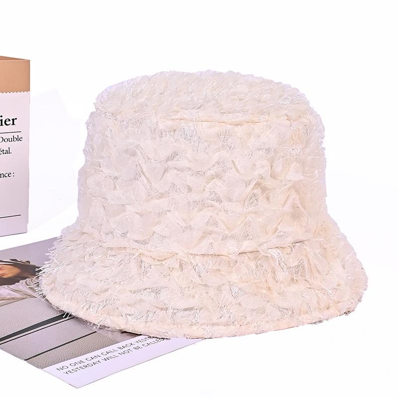 

Осенне-зимняя кружевная шляпа с цветочным узором для женщин, повседневная и универсальная шляпа-рыбак, большой обхват головы, подчеркивающая лицо, маленькая шляпа-ведро, японская шляпа-панама One Size