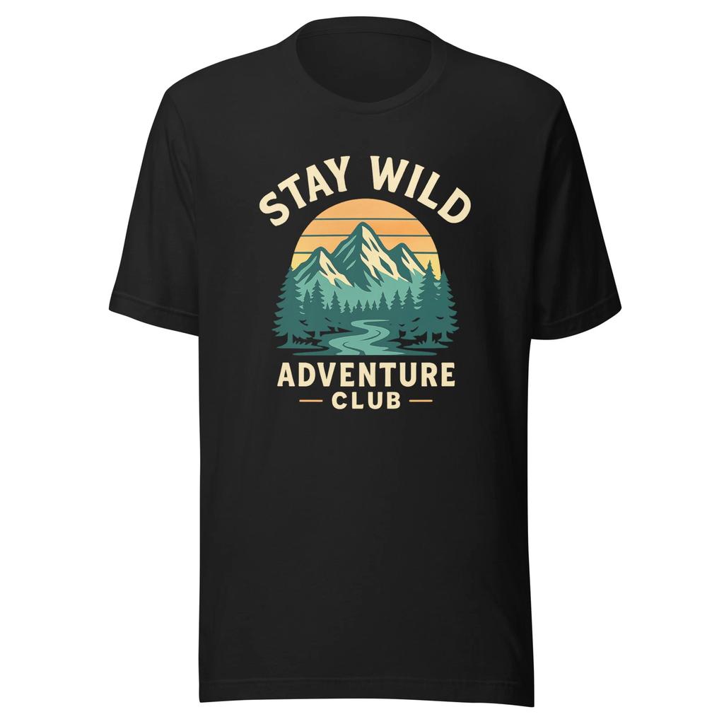 Stay Wild Adventure Club T-shirt Hiking Camping Nature Graphic Tee Unisex Gift