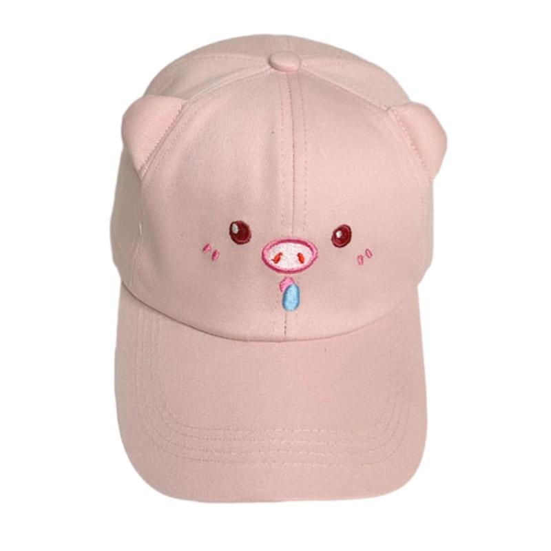 Cartoon Pig Embroidered Cotton Baseball Caps Adjustable Fit Breathable Caps with Sweatband For Men Women Teens