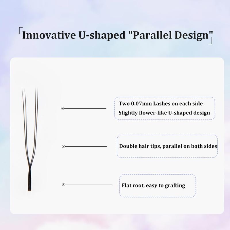 LASHINE U Shape YY Eyelash Extensions 12 Rows 0.07mm C/D Curl Mixed Length 8–14mm Premium Soft Handmade False Eyelashes