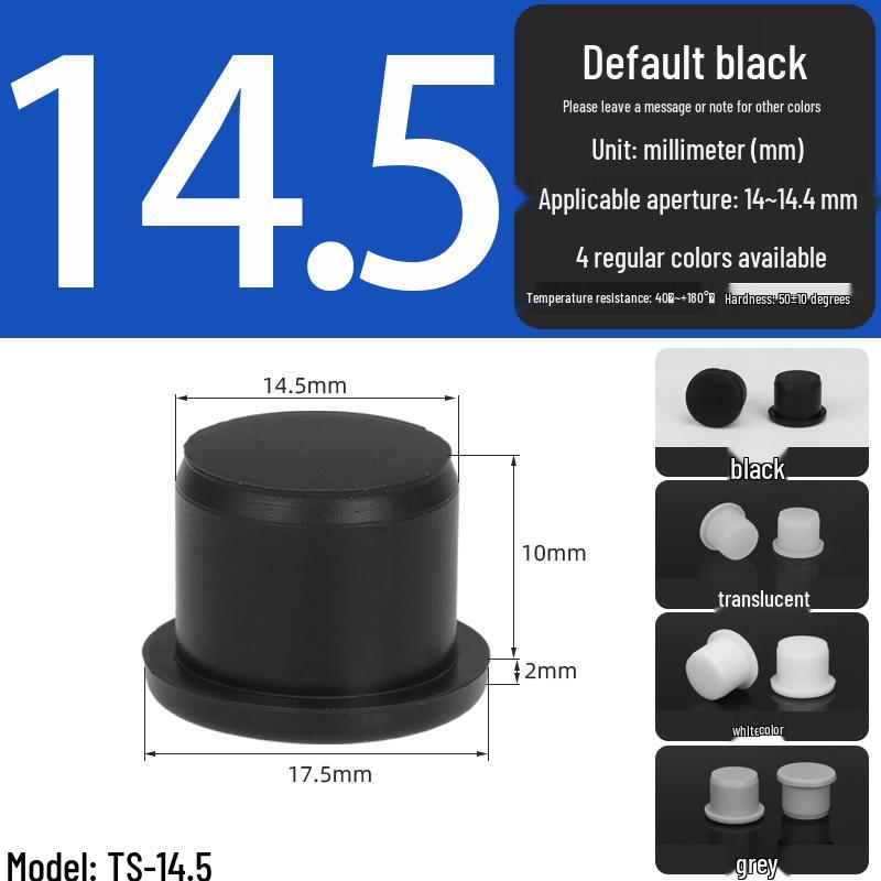 Black High-Temperature Resistant T-Shaped Silicone Stopper - Round Hole Rubber Gasket & Shock-Absorbing Blind Plug