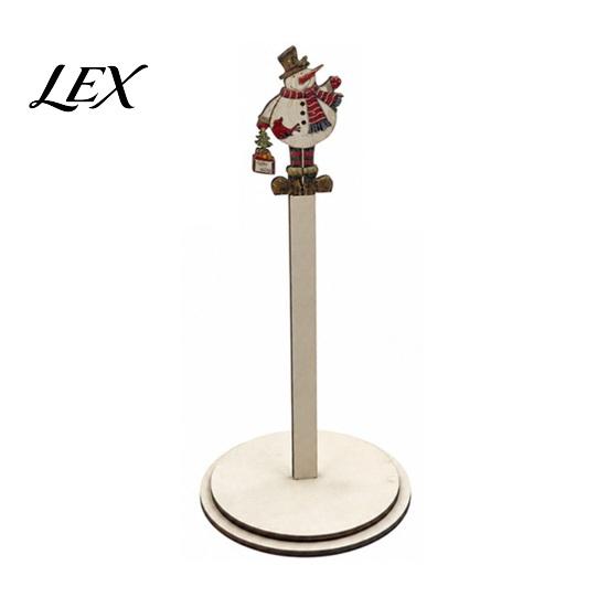 Wooden Paper Towel Dispenser Christmas Holder, 2D Roll with Snowman Kitchen Holiday Ornament Santa Patterns, Decorative Tissue Stand for Dining Table