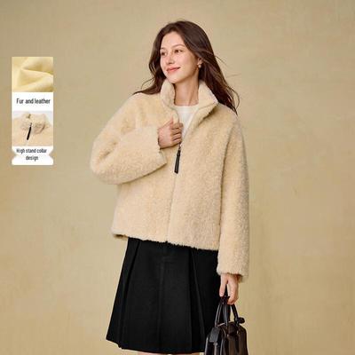 INMAN Faux Shearling Stand Collar Zipper Jacket