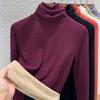 Pile Collar Bottoming Shirt Women's Autumn and Winter Turtleneck Cashmere Mulberry Silk German Velvet Piled Thickened Inner Top