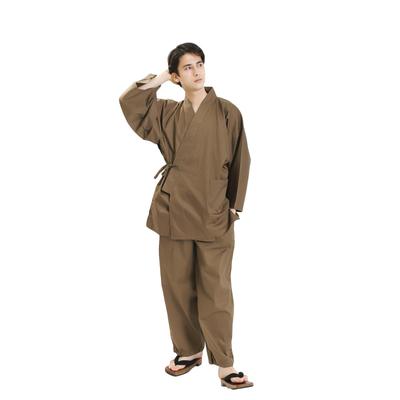 Ookini Samue Masculino Stretch, Mistura de Algodão (Marinho, Castanho, Cinza), Elástico, Roupa de Casa, Roupa de Trabalho, Estilo Moderno Japonês, Fácil de se Mover, Marrom (eu)