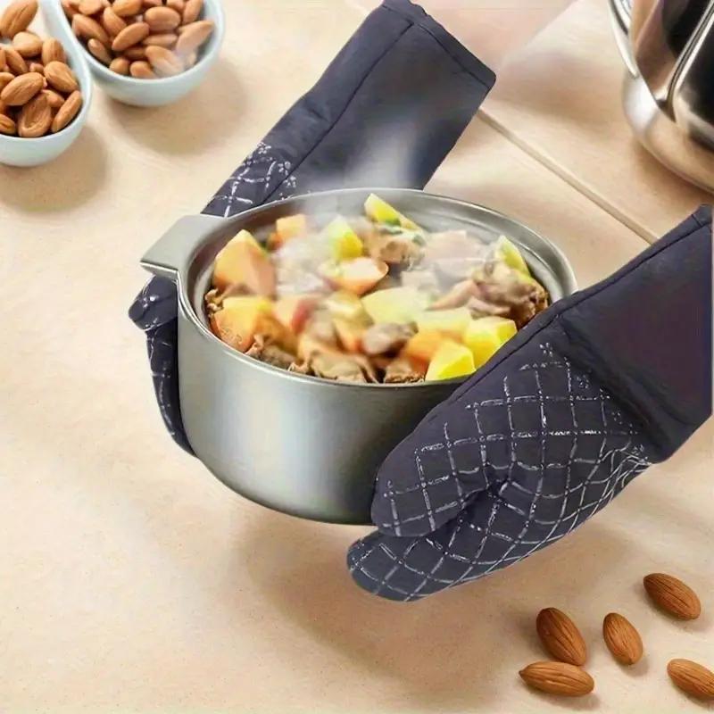 4-teiliges Set aus Ofenhandschuhen und Topfuntersetzern, hitzebeständige Küchenhandschuhe, rutschfeste Silikon-gestreifte Ofenhandschuhe, hitzebeständige h