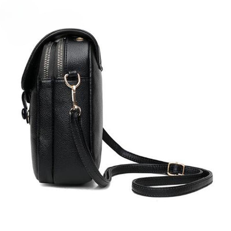 Simple Shoulder Bag for Women PU Leather Crossbody Bag Multi-layer Messenger Handbag and Purse Flap Phone Bag
