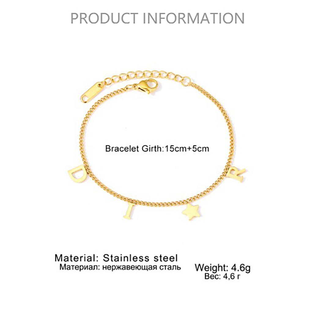 Korea Fashion Letter Star Pendant Bracelet Woman Simple Vintage New Style Creative Bracelet Luxury Zircon Accessories Gifts