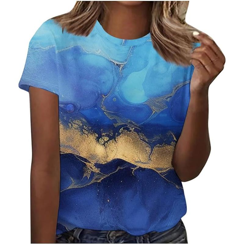 Stylish Loose Short Sleeve Printed Women's Top Comfortable T-Shirts Women’s