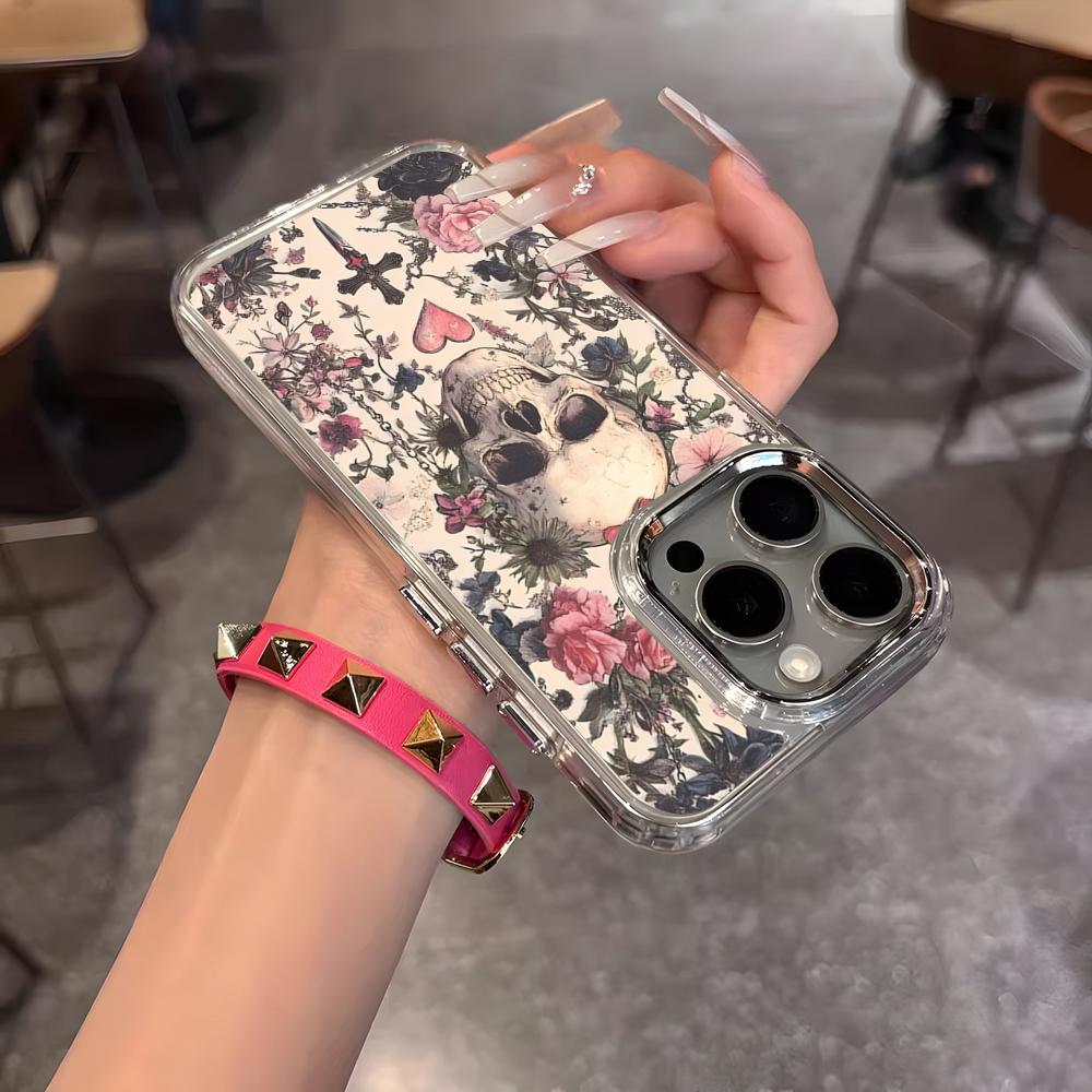 Gothic Patterns Raven Skulls Phone Case For IPhone 17 Air 16 15 14 13 12 11 Pro Pro Max Plus Transparent Soft Cover