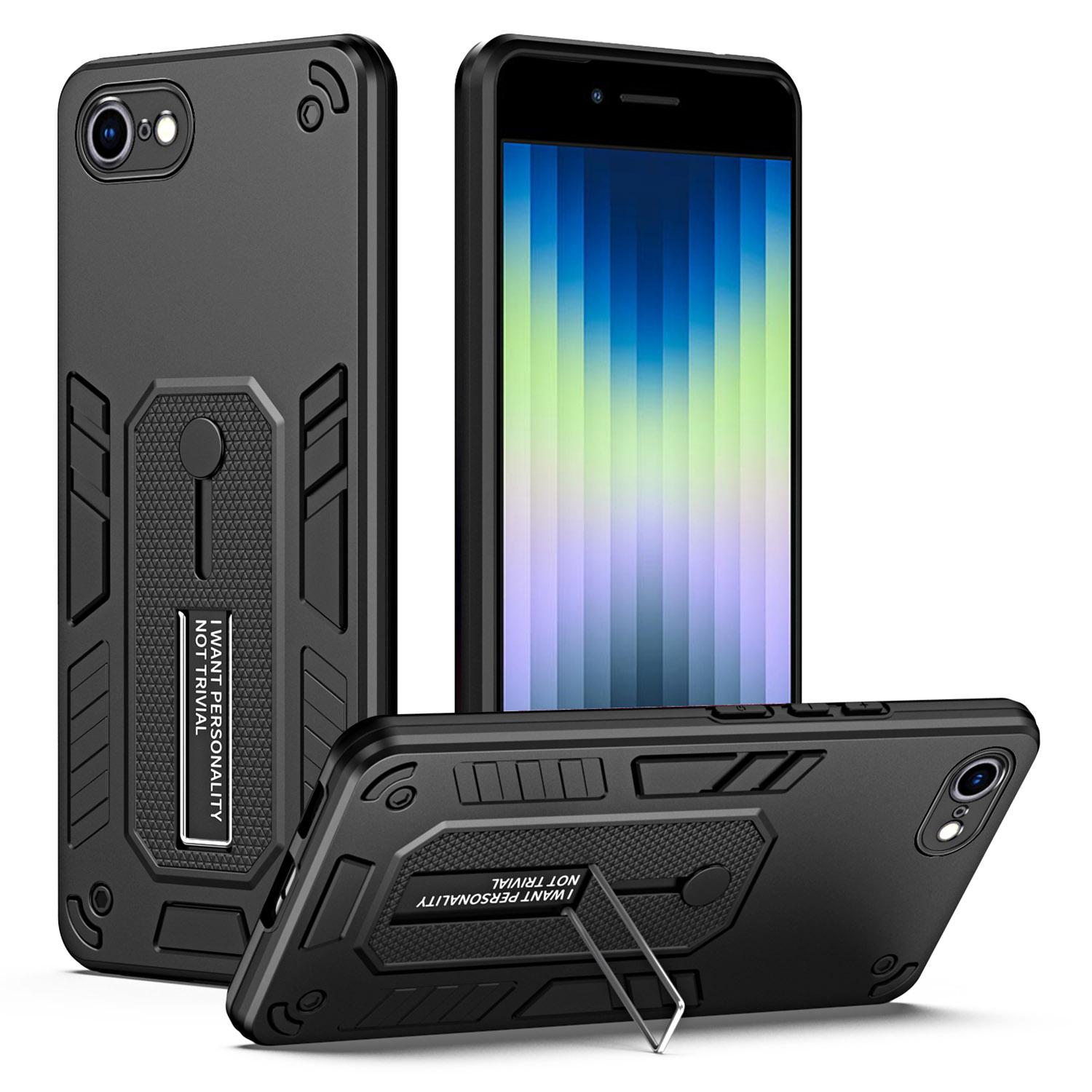 

Для iPhone 7/8 4,7 дюйма/SE (2020)/СЕ (2022) Чехол для телефона PC+TPU с подставкой и держателем для пальца, защитная крышка Black