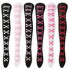 Oberschenkelhohe Socke Damenstrümpfe Knochen Damen Halloween Schwarz Weiß Rosa Gestreift Lang Über dem Knie Socke Lustig Cosplay Harajuku