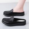 Women Soft Mules Loafers Slip on Casual Elegant Summer Slippers Breathable Leather Sandals Black Moccasin Shoes for Mother