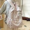 Little Bear Floral Print Youthful Nylon Student Backpack With Breathable Design For Daily Use