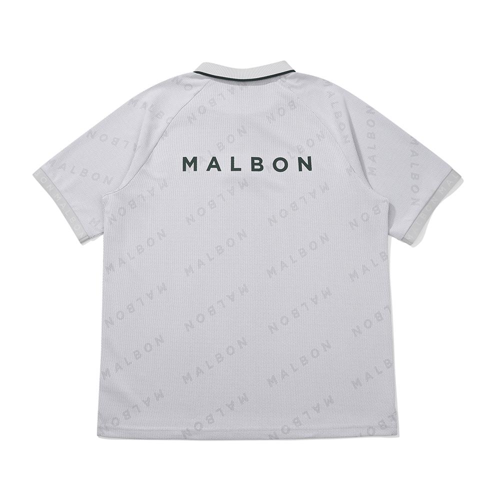 MALBON GOLF Malbon Jacquard Polo Shirt Light Gray (Man)
