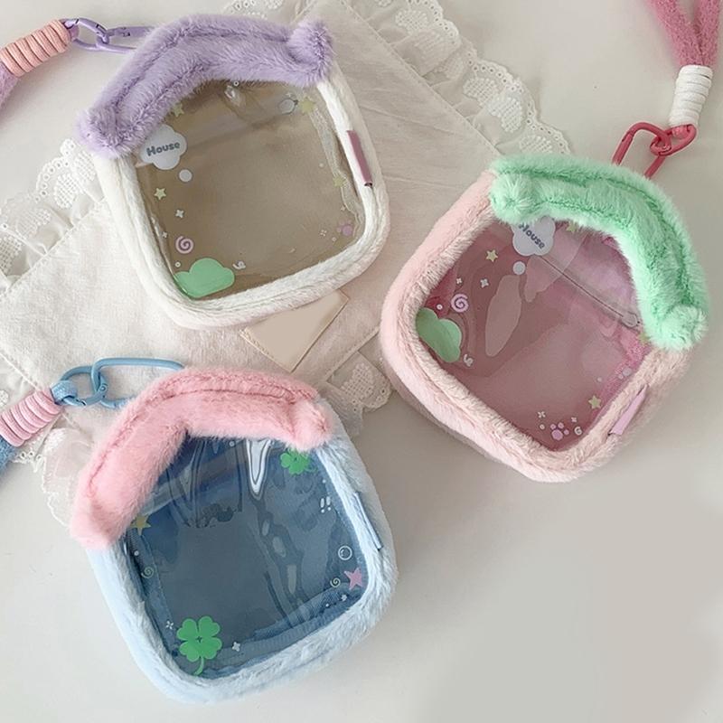 Clear Figure Display Bag with Keychain,Portable Doll Storage Bag Carrying Case Pouch Keying Charms for Collectibles