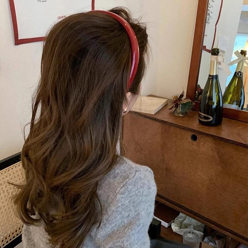 Retro Red Leather Sponge Headband for Woman Fashion Temperament Hair Hoop Wash Face Hair Band Girl Party Hair Accessories Gift