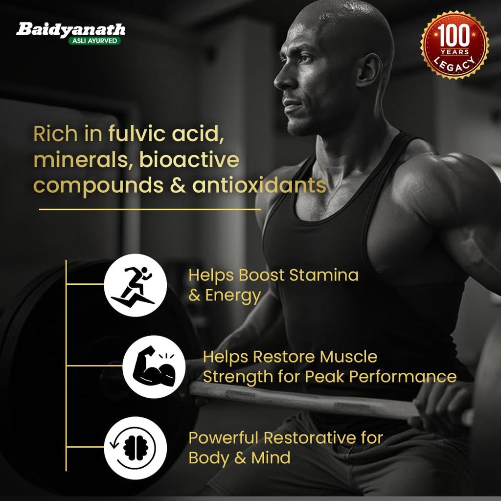 Baidyanath Himalayan Shilajit Gold Ayurvedic 20 Capsules with Gold, Silver & Herbal Extracts for Daily Energy and Vitality