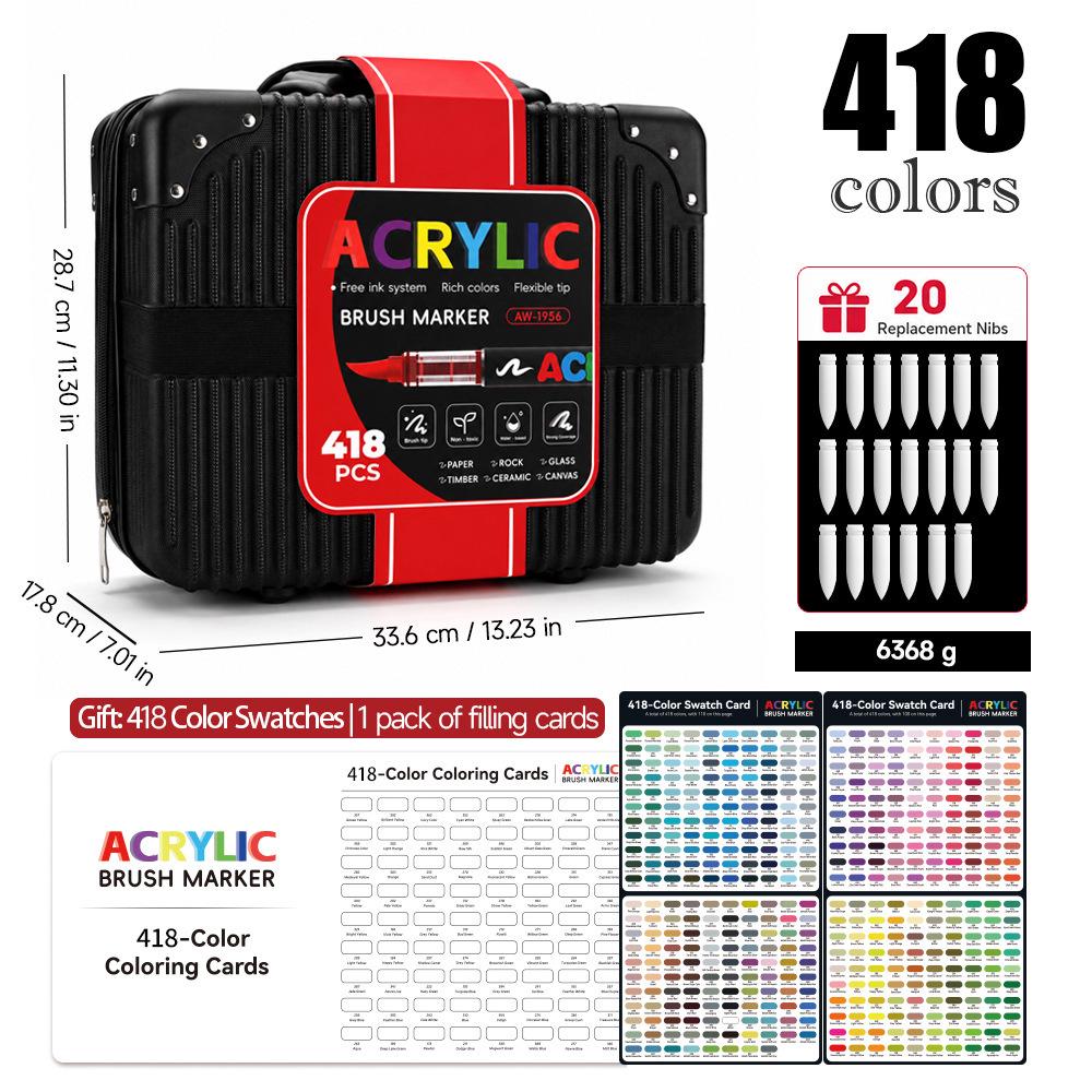 418 Color Acrylic Markers - Non-Bleeding, Layerable Watercolor Pens for Student and Children’s Art.