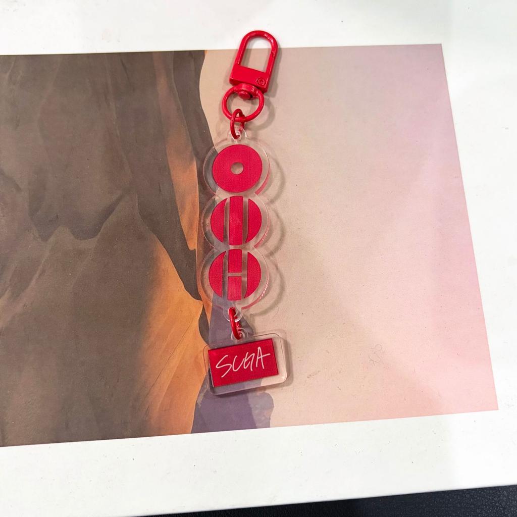 7 Stück BTS Mitgliedersignatur Acryl Schlüsselanhänger, Roter Scheiben Anhänger Schlüsselanhänger mit Namensschild, Kpop ARMY Fans Tasche Zubehör
