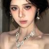 Elegant Waterdrop Diamond Tassel Necklace and Earrings Set for Women