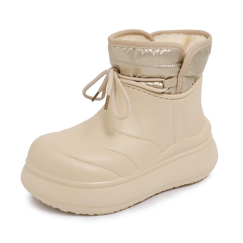 Bottines d'hiver chaudes imperméables à semelle souple grande taille pour femmes, bottes de neige antidérapantes en tissu duvet, doublées rembourrées, bottes en coton imperméables pour sports de plein air