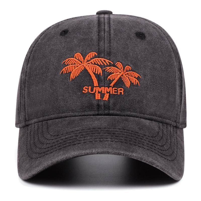 Doitbest Unisex Washed Cotton Cap Coconut Tree Embroidery Vintage Baseball Cap Men Women Casual Outdoor Dad Hats