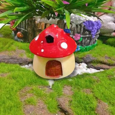Adorable Mini Mushroom House Miniature Ornament Resin Model for Flower Pot Fairy Garden