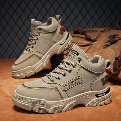 Martin Boots Men's Shoes Winter New Breathable High-top Tooling Shoes Men's Trend Retro Platform Casual Short Boots Trendy Shoes